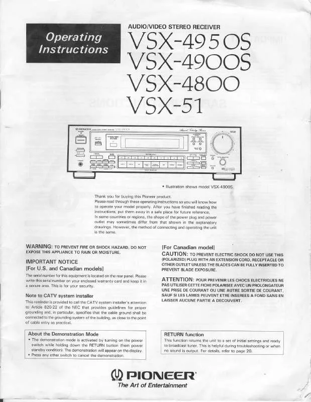 Mode d'emploi PIONEER VSX-4900S