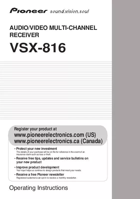 Mode d'emploi PIONEER VSX-816-K