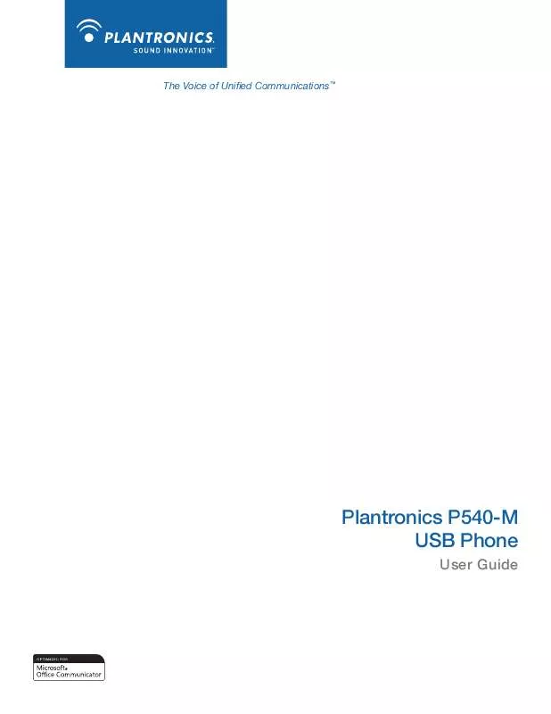 Mode d'emploi PLANTRONICS CALISTO P540-M