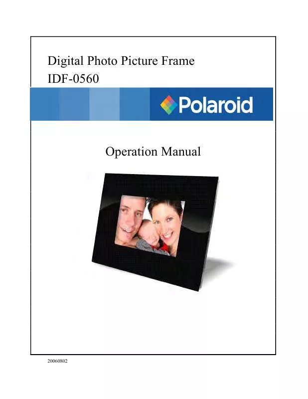 Mode d'emploi POLAROID DIGITAL PHOTO PICTURE FRAME IDF-0560