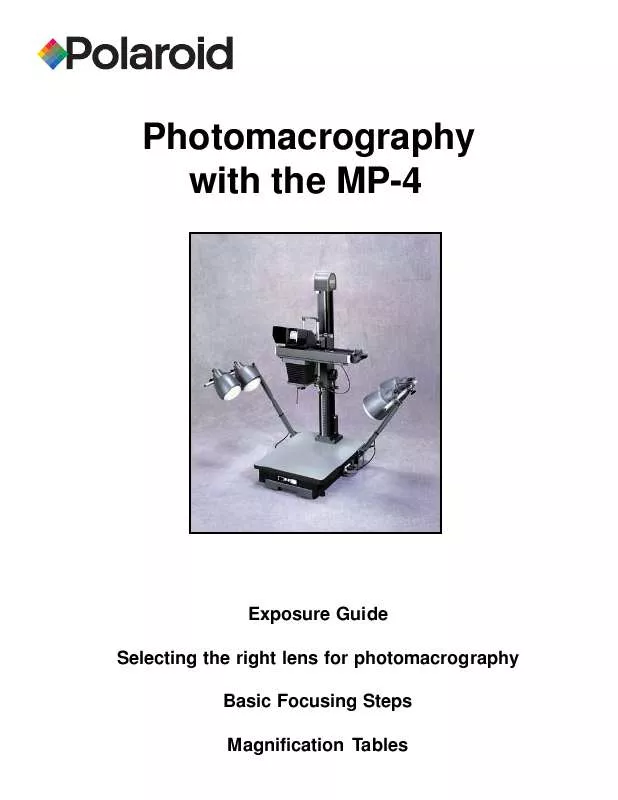 Mode d'emploi POLAROID MP4 PHOTOMACROGRAPHY