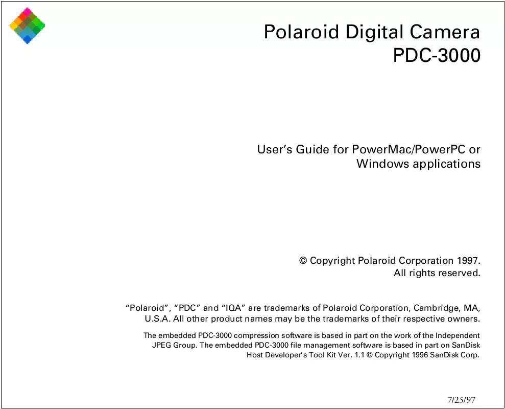 Mode d'emploi POLAROID PDC-3000
