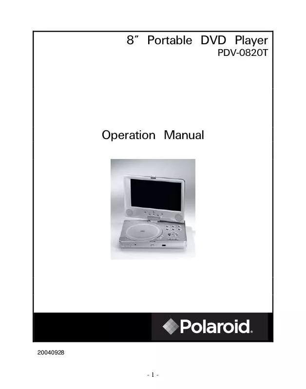 Mode d'emploi POLAROID PDV-0820T