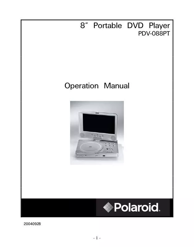 Mode d'emploi POLAROID PDV-088PT