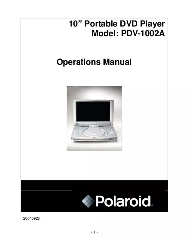 Mode d'emploi POLAROID PDV-1002A