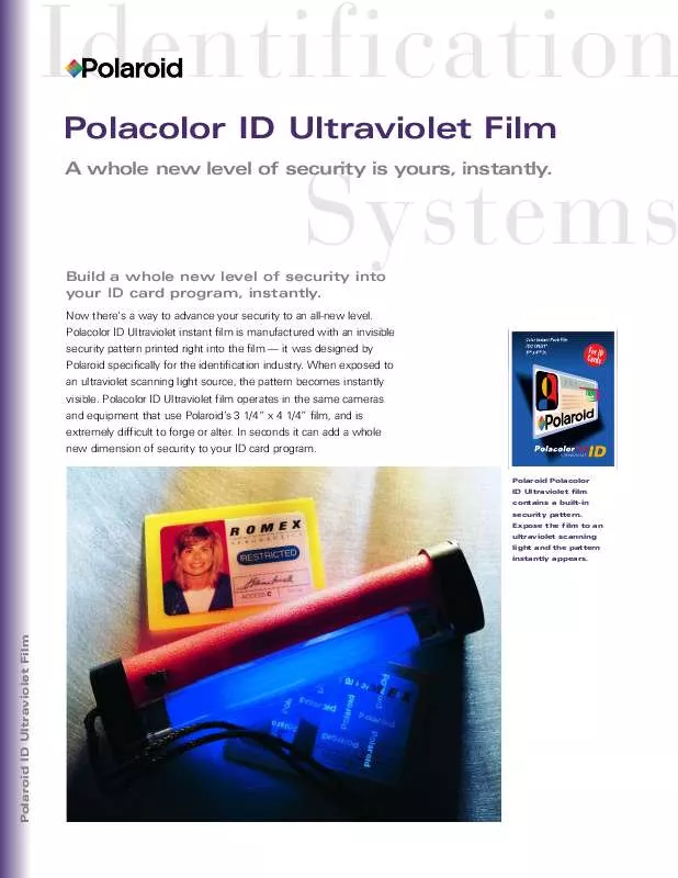 Mode d'emploi POLAROID POLACOLOR ID UV FILM-INFO SHEET