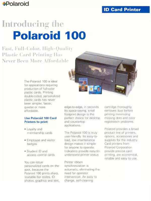 Mode d'emploi POLAROID 100-INFO SHEET