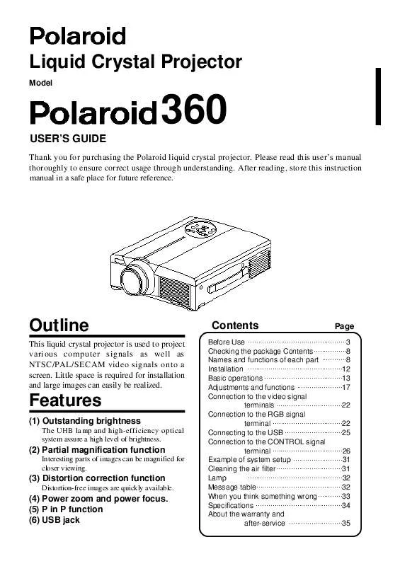 Mode d'emploi POLAROID XGA 360
