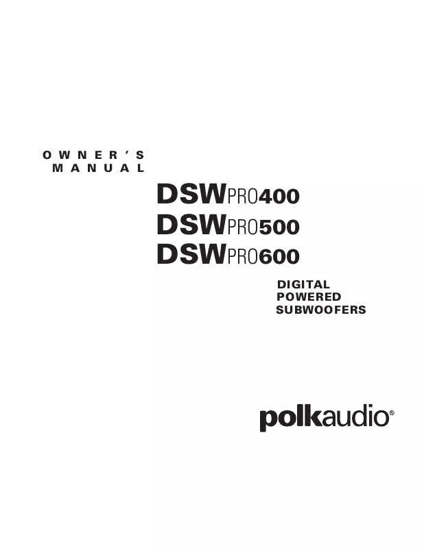 Mode d'emploi POLK AUDIO DSW PRO 600