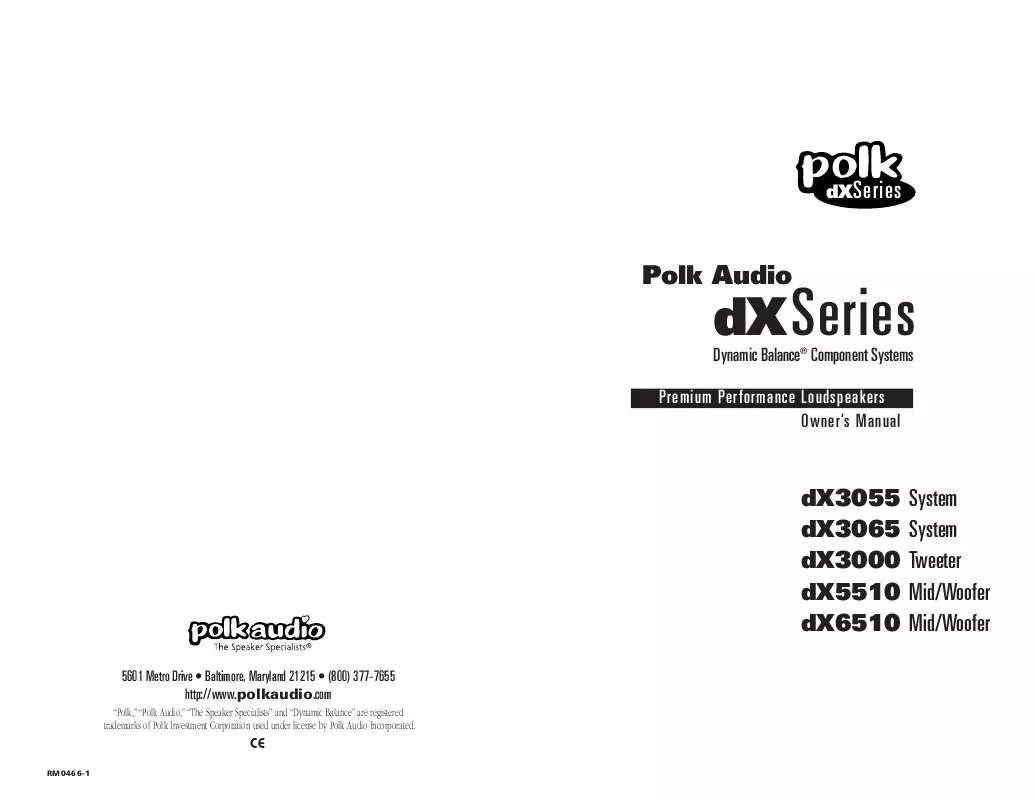 Mode d'emploi POLK AUDIO DX3000