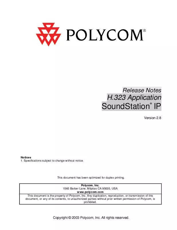 Mode d'emploi POLYCOM SOUNDSTATION IP V2.8