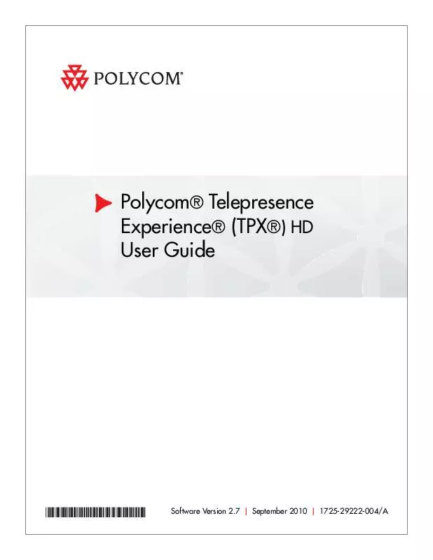 Mode d'emploi POLYCOM TPX HD V2.7