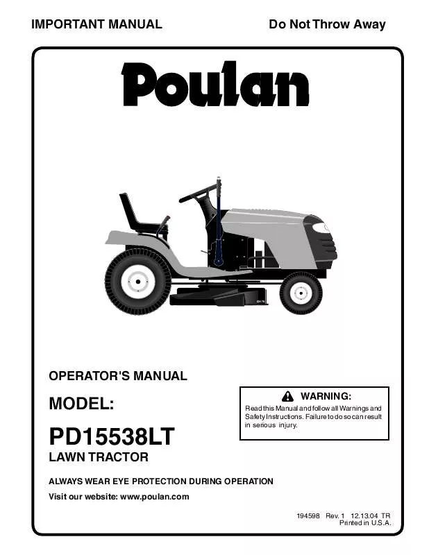 Mode d'emploi POULAN PD15538LT