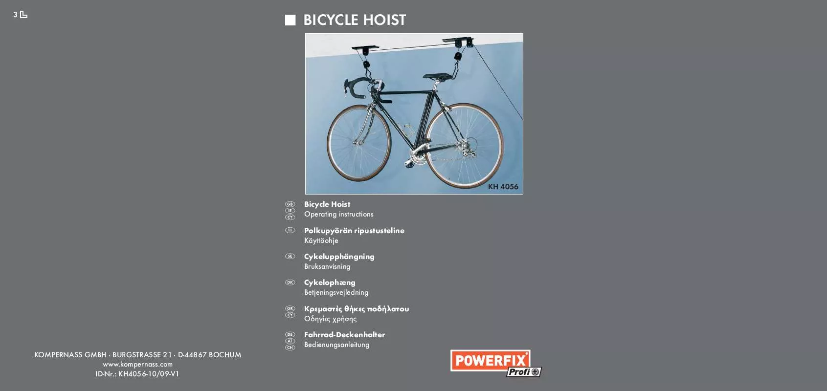 Mode d'emploi POWERFIX KH 4056 BICYCLE HOIST