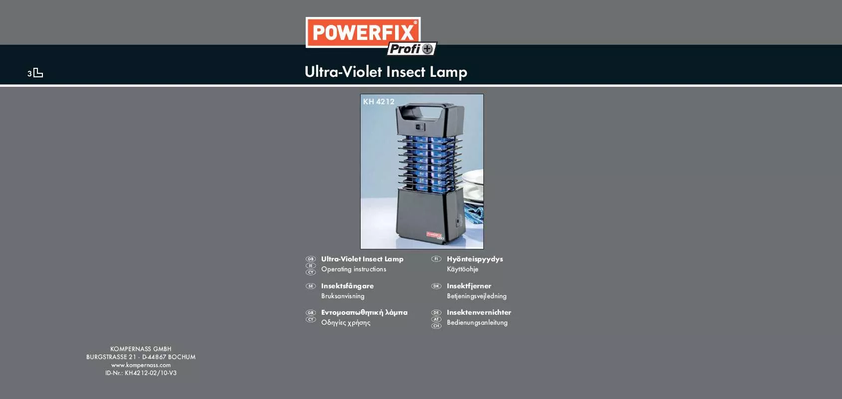 Mode d'emploi POWERFIX KH 4212 ULTRA-VIOLET INSECT LAMP