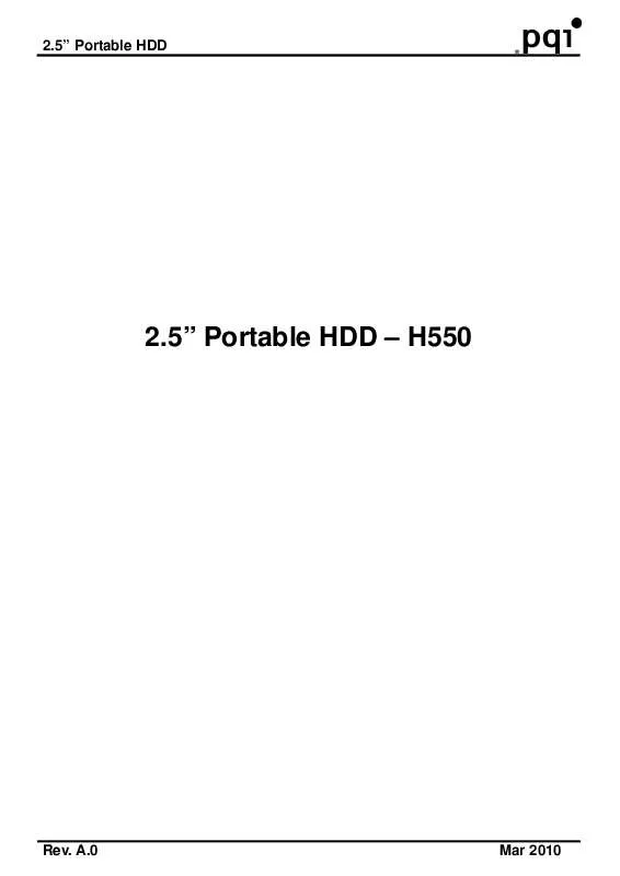 Mode d'emploi PQI HDD H550