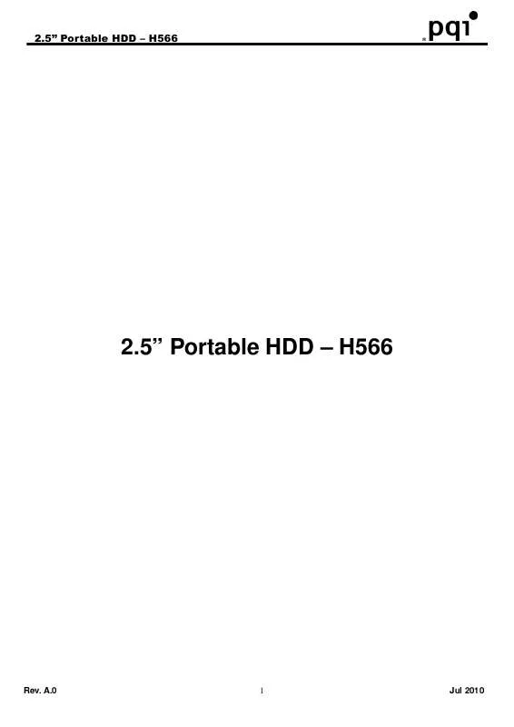 Mode d'emploi PQI PORTABLE HDD-H566