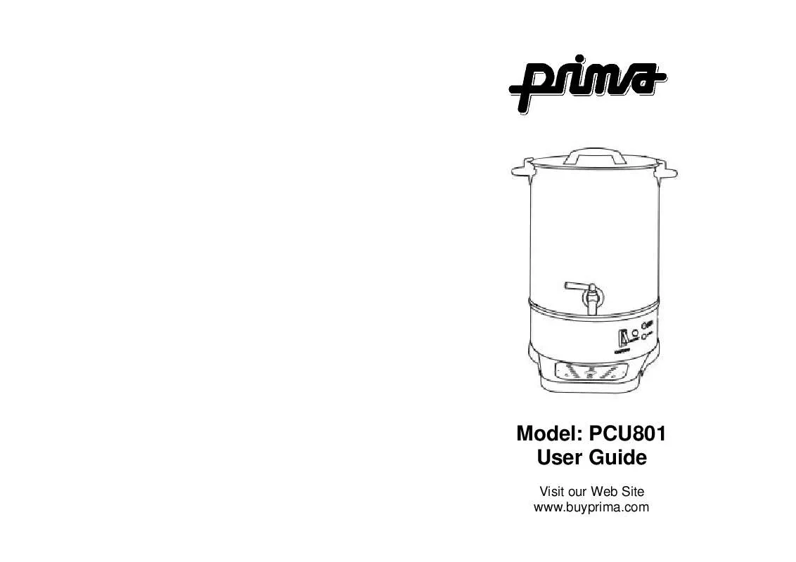 Mode d'emploi PRIMA PCU801