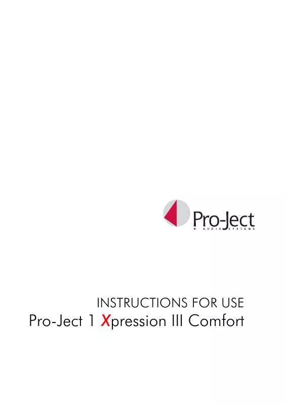 Mode d'emploi PRO-JECT 1 XPRESSION III COMFORT