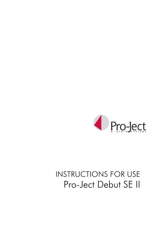 Mode d'emploi PRO-JECT DEBUT III SE