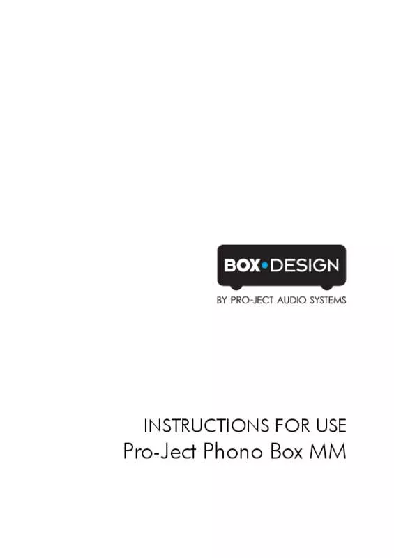 Mode d'emploi PRO-JECT PHONO BOX MM DC