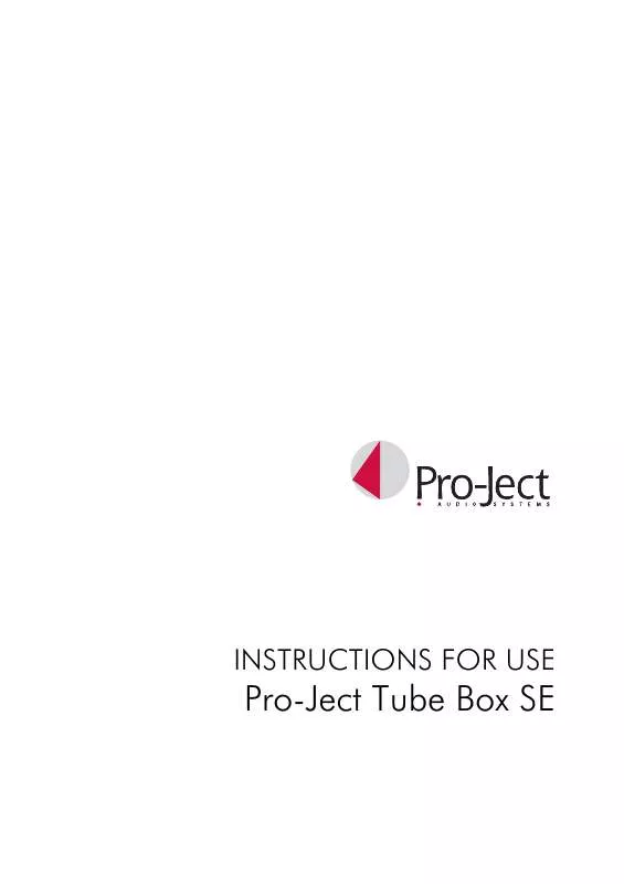 Mode d'emploi PRO-JECT TUBE BOX SE