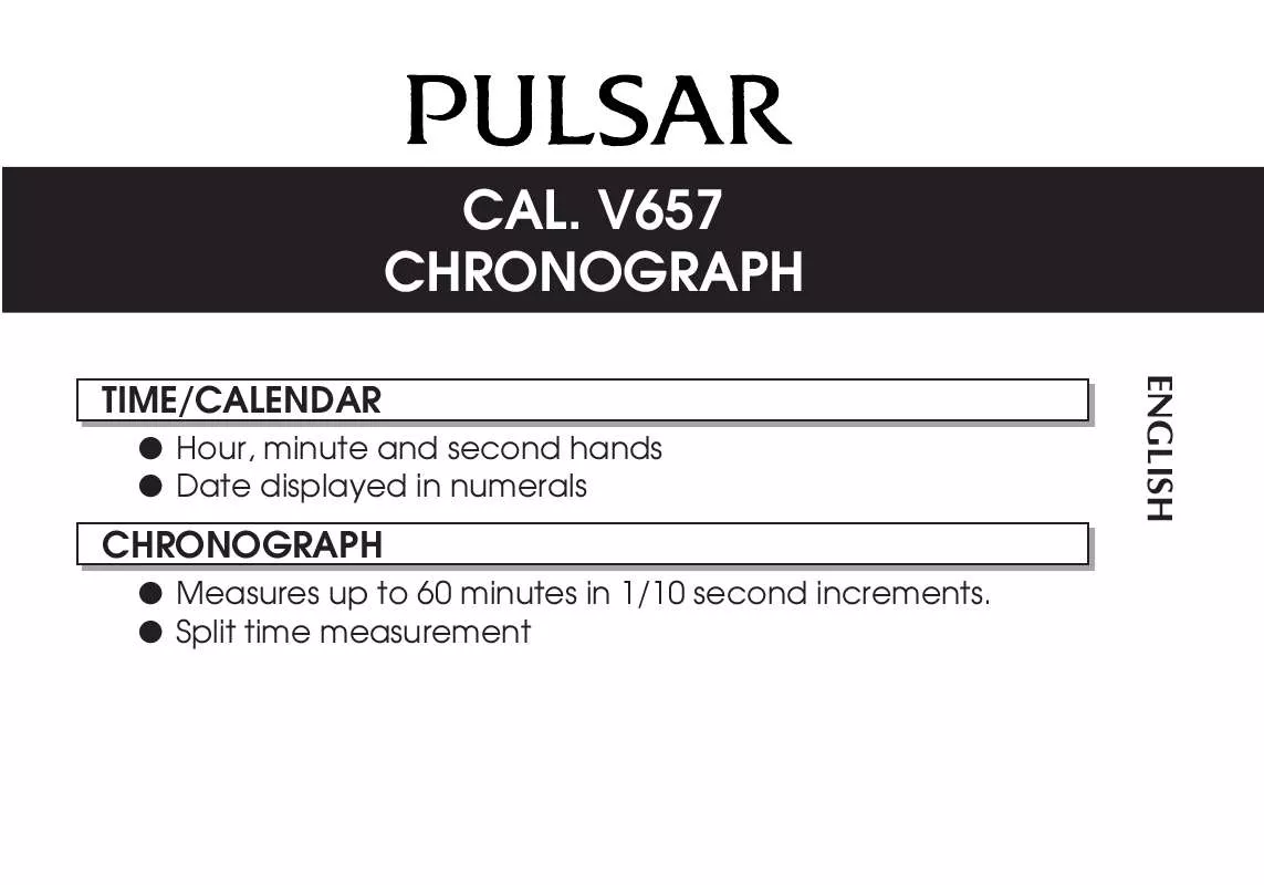 Mode d'emploi PULSAR V657