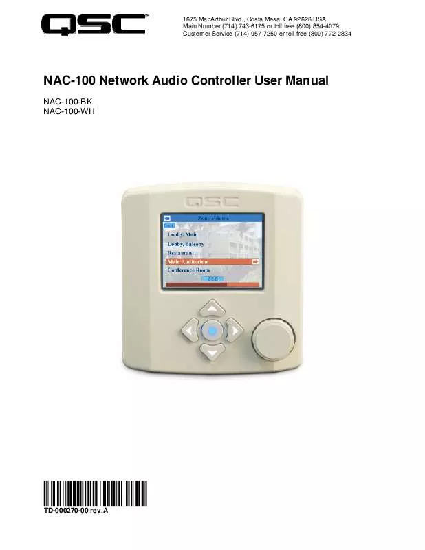 Mode d'emploi QSC AUDIO NAC-100