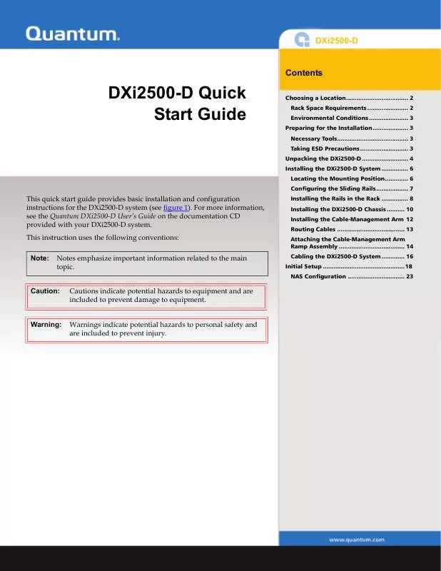 Mode d'emploi QUANTUM DXI2500-D