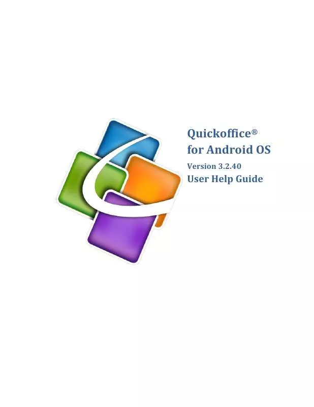 Mode d'emploi QUICKOFFICE QUICKOFFICE FOR ANDROID OS V3.2.40