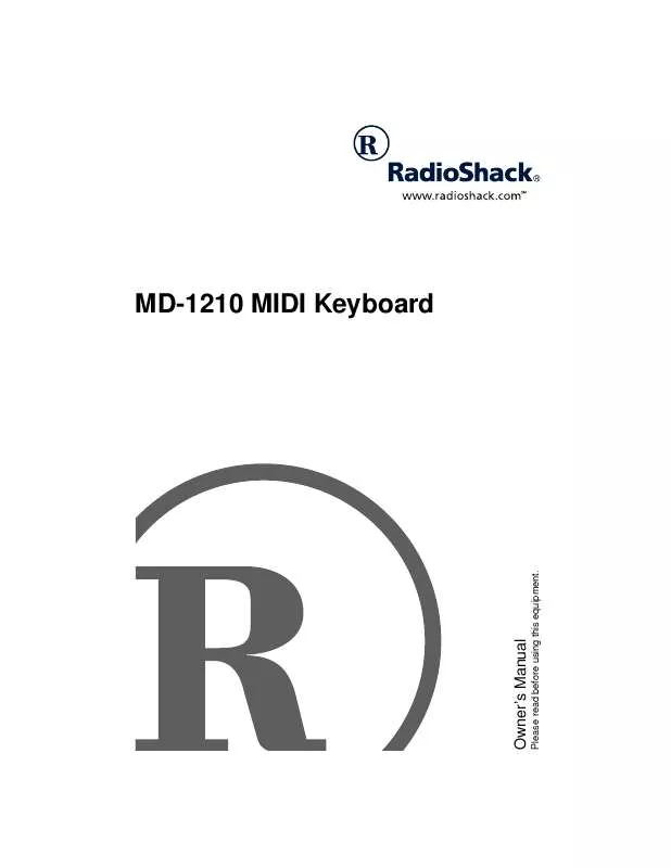 Mode d'emploi RADIOSHACK MD-1210 MIDI KEYBOARD