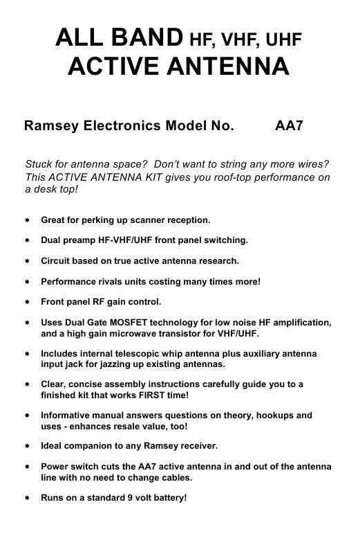 Mode d'emploi RAMSEY AA7