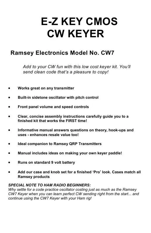 Mode d'emploi RAMSEY CW7