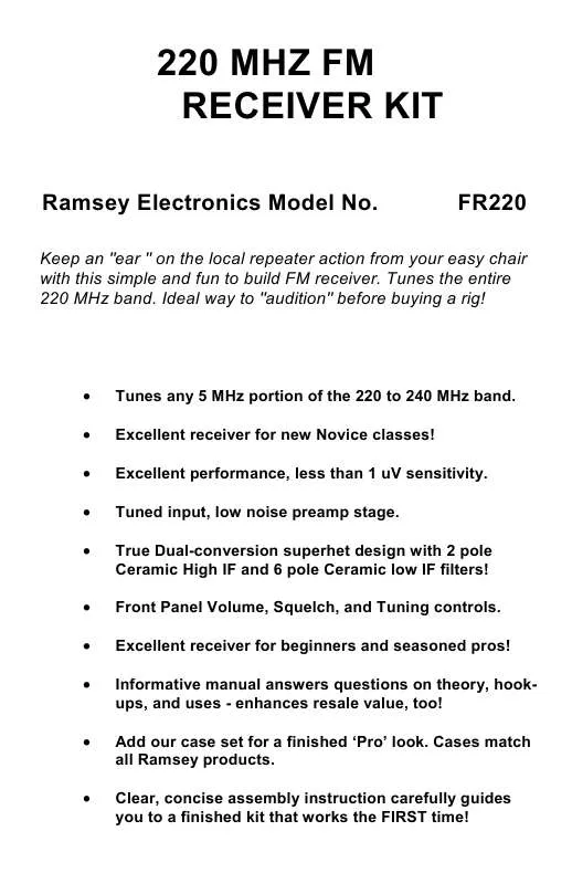 Mode d'emploi RAMSEY FR220