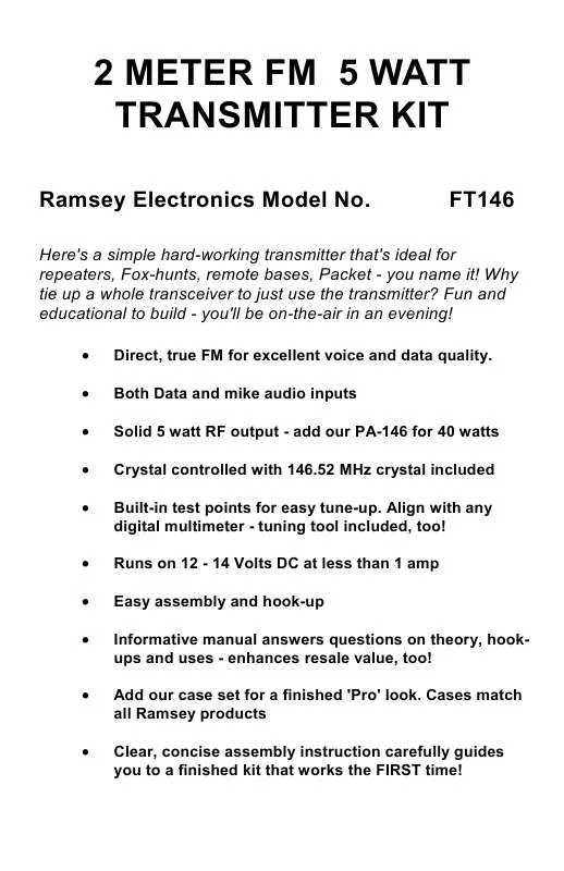 Mode d'emploi RAMSEY FT146
