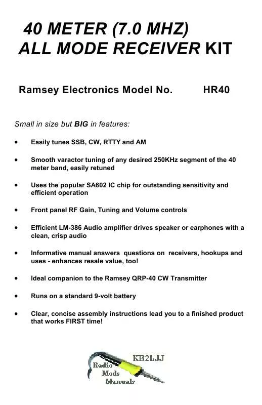 Mode d'emploi RAMSEY HR40