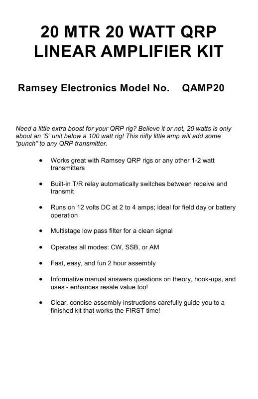 Mode d'emploi RAMSEY QAMP20