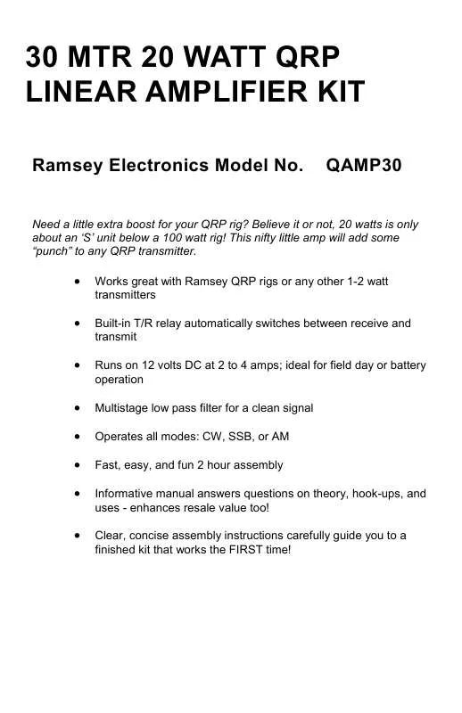 Mode d'emploi RAMSEY QAMP30
