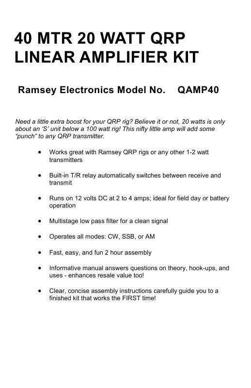 Mode d'emploi RAMSEY QAMP40