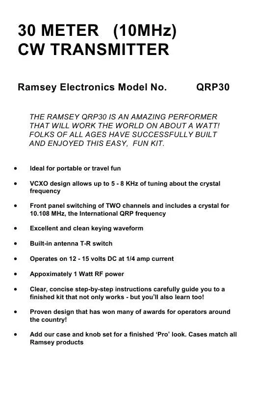 Mode d'emploi RAMSEY QRP30