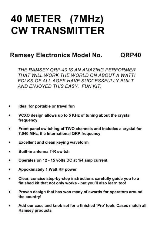 Mode d'emploi RAMSEY QRP40