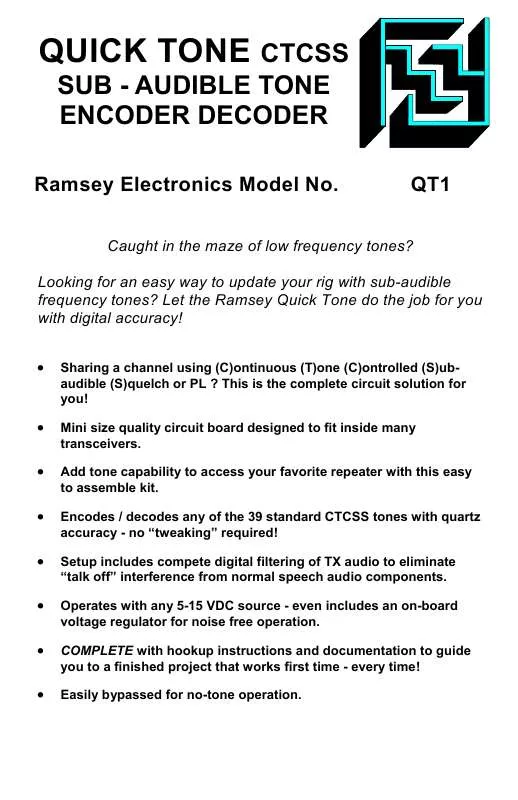 Mode d'emploi RAMSEY QT1