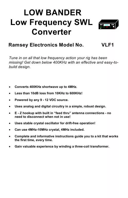 Mode d'emploi RAMSEY VLF1