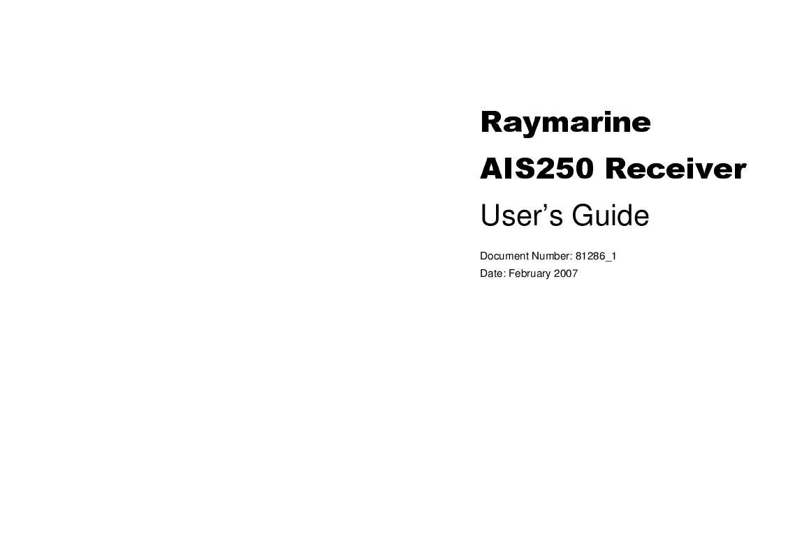 Mode d'emploi RAYMARINE AIS250 RECEIVER