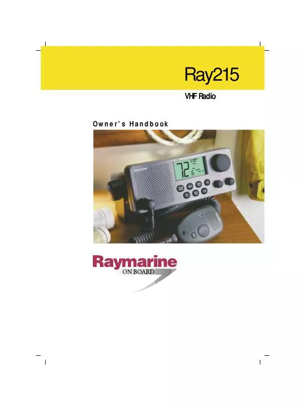 Mode d'emploi RAYMARINE RAY 215 VHF RADIO