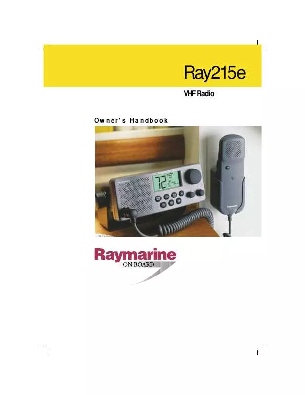 Mode d'emploi RAYMARINE RAY 215E VHF RADIO