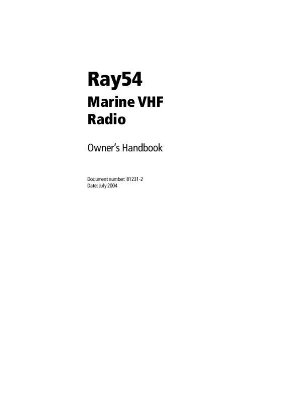 Mode d'emploi RAYMARINE RAY54 VHF RADIO