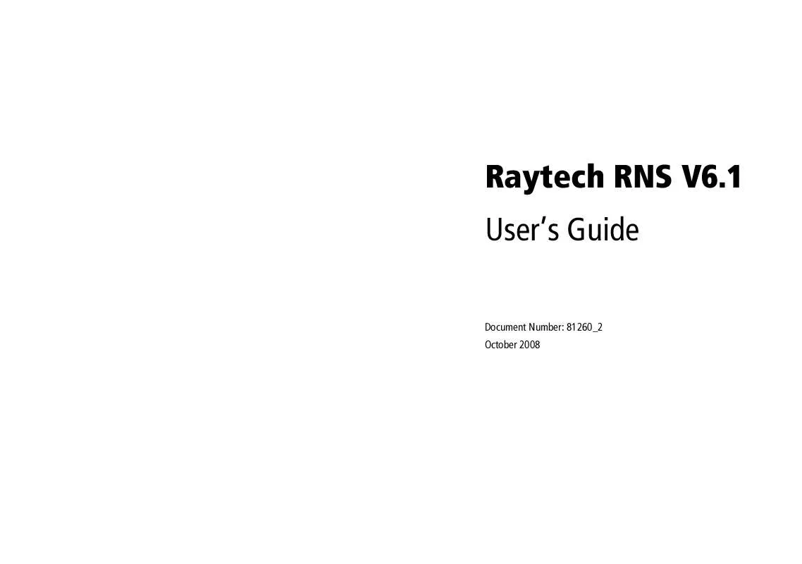 Mode d'emploi RAYMARINE RAYTECH RNS V6.1