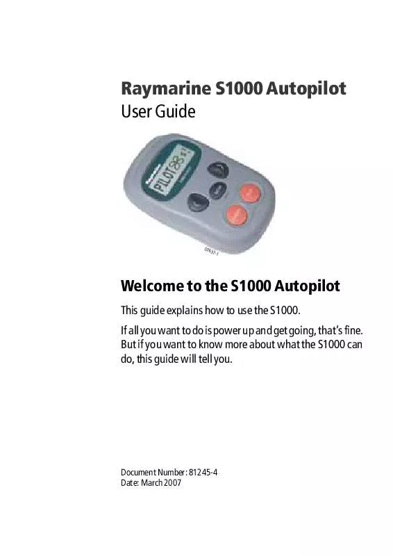 Mode d'emploi RAYMARINE S1000 SMARTPILOT
