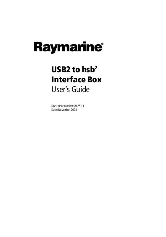 Mode d'emploi RAYMARINE USB 2.0 TO HSB 2 INTERFACE
